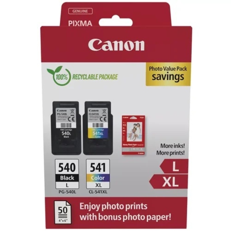 Canon PG-540L / CL-541XL Original Ink Cartridges Multipack + Photo Paper