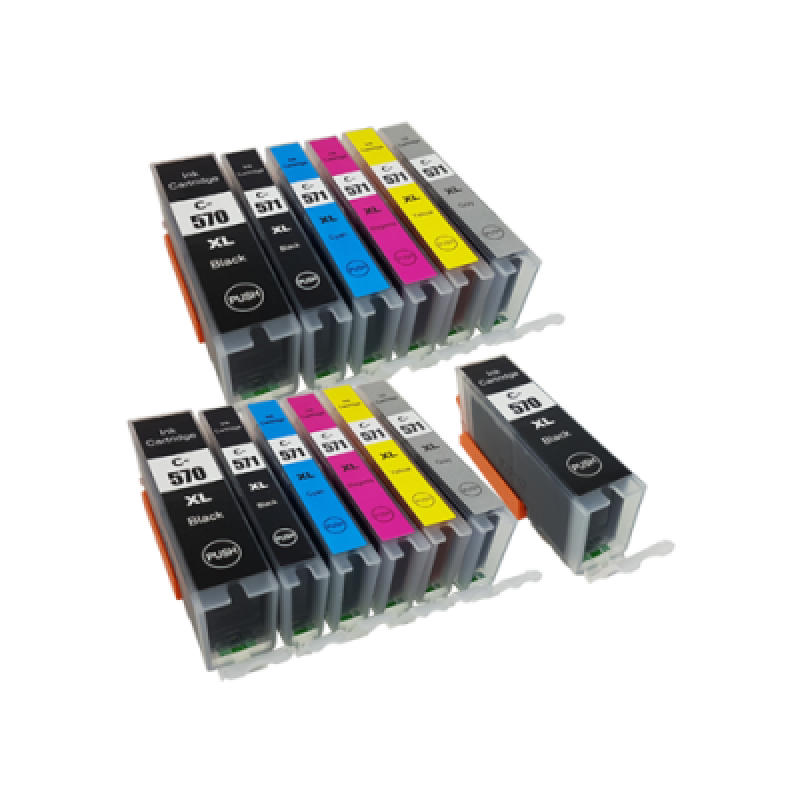 Compatible Canon PGI-570XL CLI-571XL Ink Cartridge 13 Pack- Extra PGI-570XL