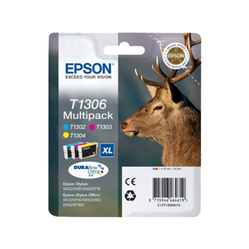 Epson T1306 Original Colour Ink Cartridges Multipack (T1302-T1304) C/M/Y