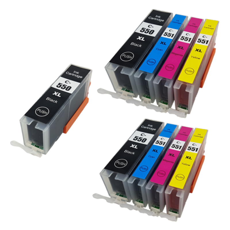 Compatible Canon PGI-550XL CLI-551XL Ink Cartridge 9 pack - Extra 550 Black