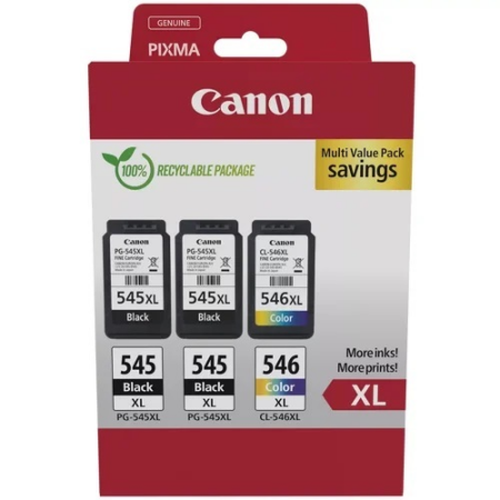 Canon PG-545XL / CL546XL Black & Colour High Yield Ink Cartridge 2 x 13ml + 1 x 11ml - 8286B013