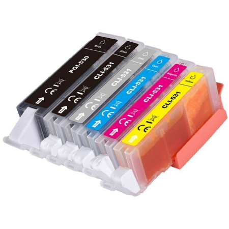 Compatible Canon PGI-530 CLI-531 Ink Cartridge Multipack - 6 Inks