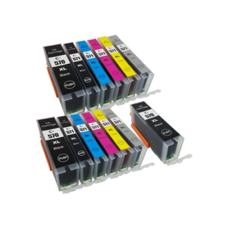 Compatible Canon PGI-570XL CLI-571XL Ink Cartridge 13 Pack- Extra PGI-570XL