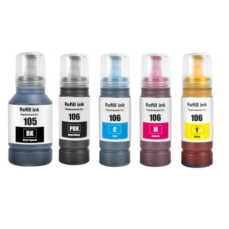 Compatible Epson 105/106 Ink Bottle Multipack - 5 Inks