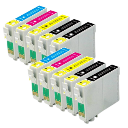 Compatible Epson T0441 - T0444 Ink Cartridge 10 Pack - Extra Blacks