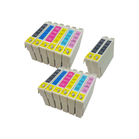 Compatible Epson T0801 - T0806 Ink Cartridge 14 Pack - Extra Blacks