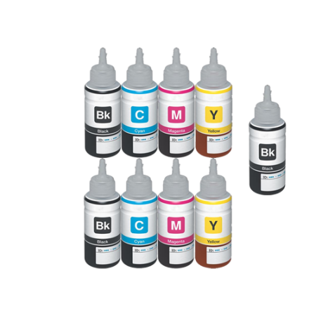 Compatible Epson T6641 - T6644 Ecotank Ink Bottle 9 Pack - Extra Black