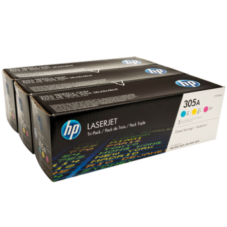 Original HP 305A Cyan, Magenta & Yellow Toner Cartridges - Triple Pack